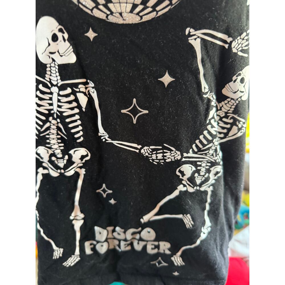 Wound Up Disco Forever Skeleton T-Shirt Junior L 11-13 Halloween Goth Grunge - Picture 2 of 9